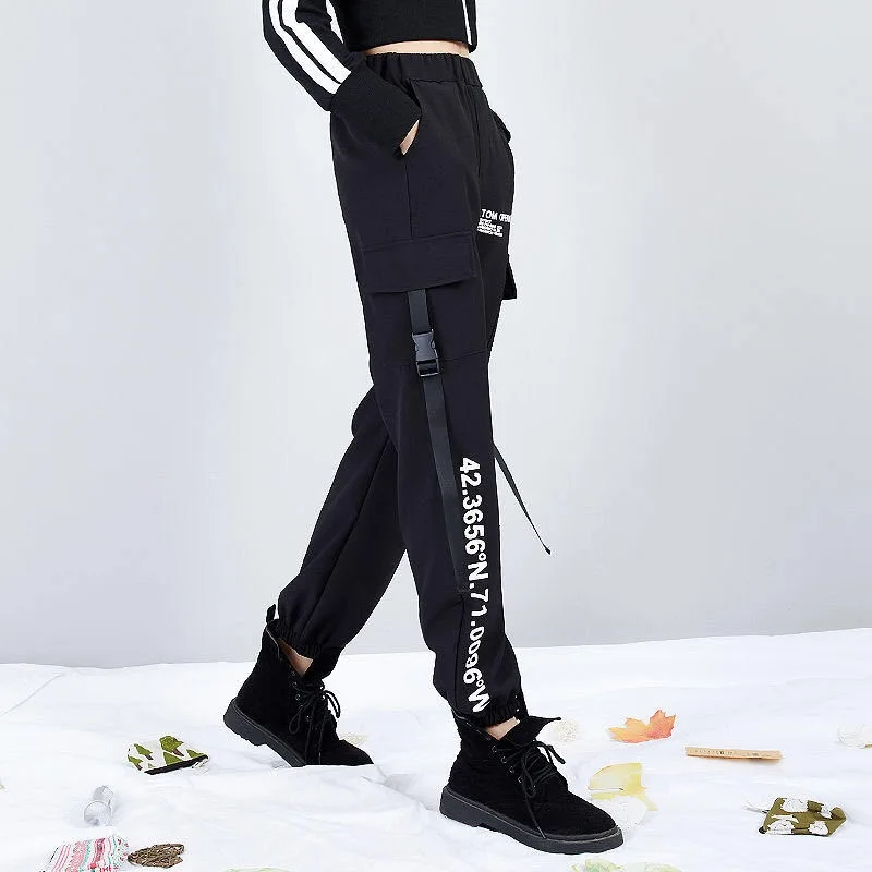 

Black Cargo Pants Women Plus Size Korean Harajuku Pants Hip Hop Dancing Trousers Harem Pants Women joggers Streetwear Pantalon