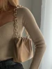 Stylish Chic Beige Knitted Cropped Blouses Women 2022 Fashion Sexy Square Collar Shirts Girls Streetwear Casual Tops ► Photo 2/6