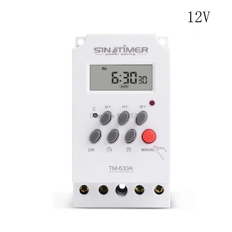 12V 24V 220V DC Вход 7 дней программируемый 24hrs мини таймер реле времени Выход нагрузки высокого Мощность 30A и Прямая поставка - Цвет: 12