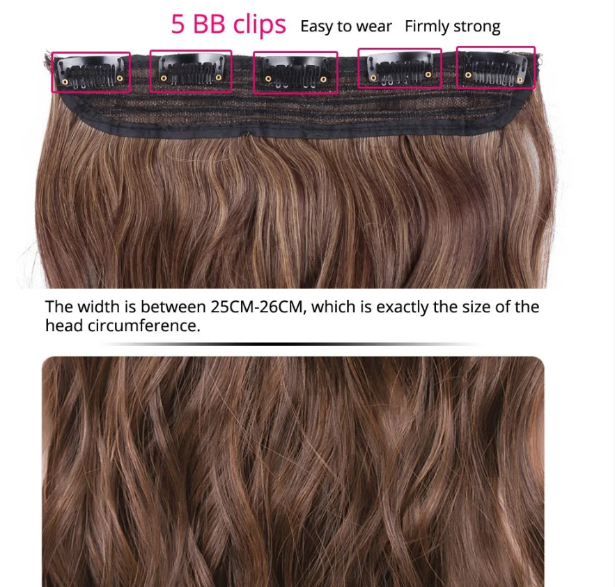 Alileader-Extensión de cabello sintético con Clip para mujer, postizo largo de 22 pulgadas con ondas degradadas, 5Clips en piezas de cabello