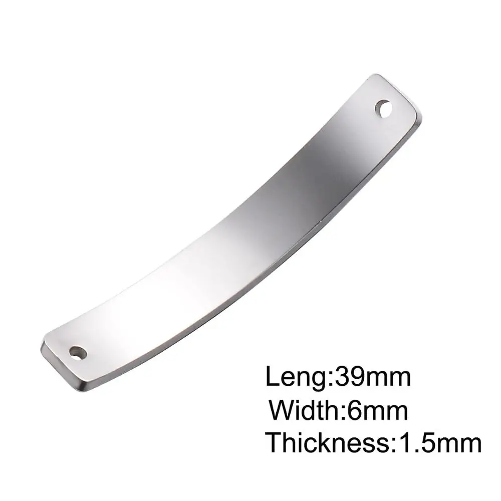 10pcs Unisex Blank Bar Name Tags Stainless Steel ID Bracelet Jewelry Makings Mirror Polished Bangle DIY Tag Findings