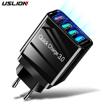 

USLION 48W Quick Charger 3.0 USB Charger for iPhone XS Samsung Huawei P20 Tablet QC 3.0 Fast Wall Charger US EU UK Plug Adapter