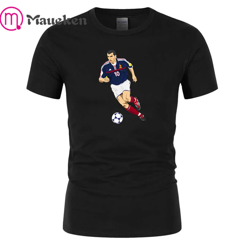 Black Новинка; модная футболка с героями мультфильмов Zidane; хлопковая футболка с короткими рукавами для франкоязычных фанатов; подарок - Цвет: Black