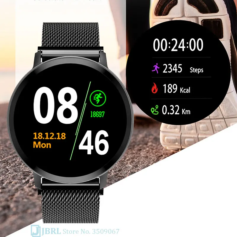 

Woman smart-watch Running Sport smart watch men watch Stainless Steel Magnet Strap Fitness Tracker smartwatch For Android IOS