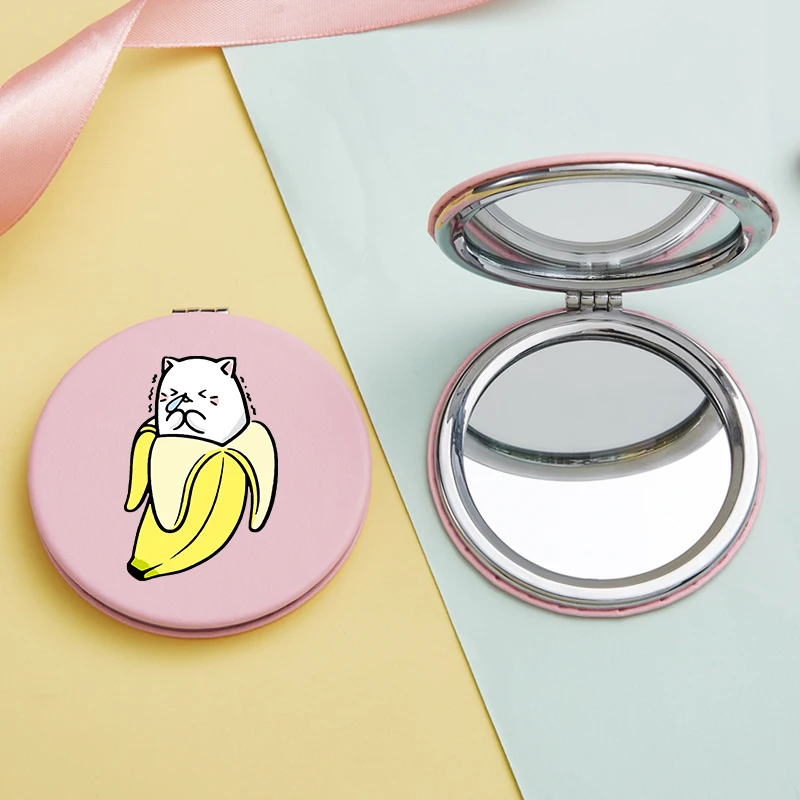 Cute Banana Mini Folding Double Makeup Mirror Cartoon Portable Small Pocket Compact Cosmetic Vanity Mirrors Espejo Girls Gift