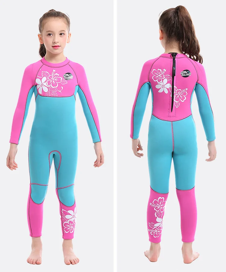 FEOYA Girls 3mm Neoprene Thermal Warm Wetsuit UPF 50 Sun Protection Swimsuit Diving Full Suit Swimwear 