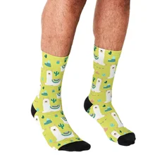

2021 Funny Men's socks Alpaca cactus Pattern Printed hip hop Men Happy Socks cute boys street style Crazy Socks for men