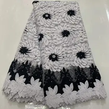 

2019 Very Soft 5 Yards Embroidery African Lace Fabric Cord French Net Lace Tulle Nigerian Lace Fabrics Guipure Lace For Wedding