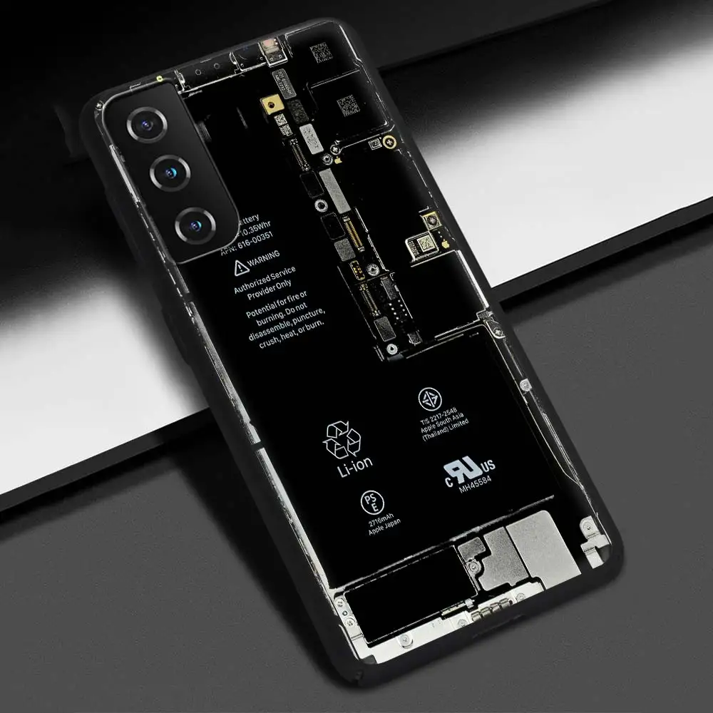 Sleek Silicone Black Phone Cover with Circuit Board Design