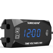 2 в 1 вольтметр большие аксессуары водонепроницаемые электронные часы простое использование универсальный портативный многофункциональный цифровой дисплей автомобиля