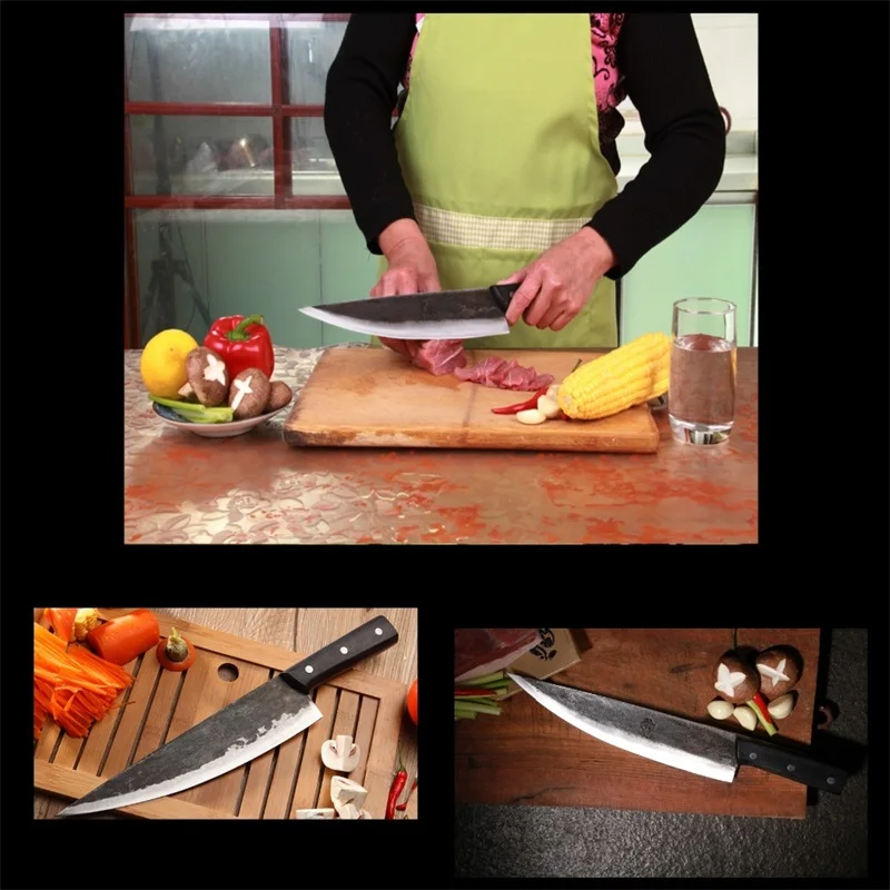 8.5 Inch Handmade Chinese Chef Knife Clad Forged Steel Boning Slicing Butcher Kitchen Knives Kitchen Tools Professional
