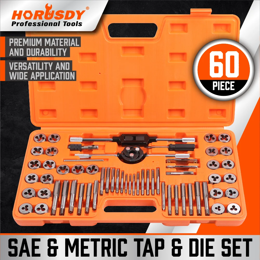 US $73.40 HORUSDY 60Piece Tap and Die Set SAE Inch Sizes for Coarse and Fine Threads Tool HORUSDY 40Piece Tap and Die Set SAE Inc