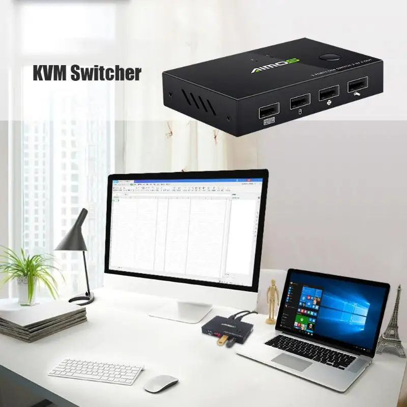 USB KVM переключатель распределительный Переключатель Селектор 2 в 4 Выход адаптер для клавиатуры мышь принтер монитор/DVR/Android телефоны
