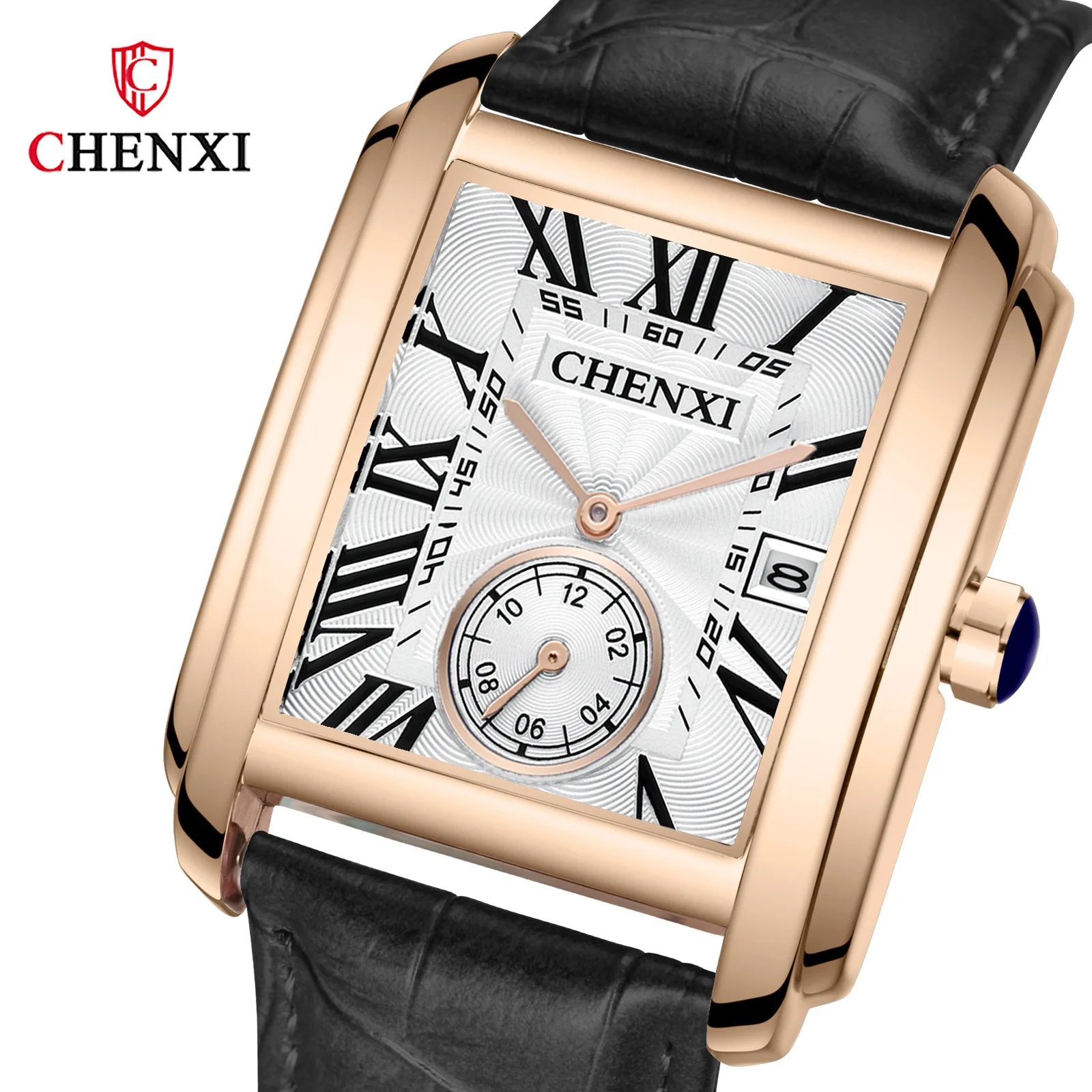 

Douyin Hot Selling Table Brand Square Quartz Watch 8216 Leather Strap Watch Men's