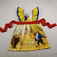 Детские модели; Топ; 100 г.; желтое платье; летнее стильное праздничное платье с принтом для малышей