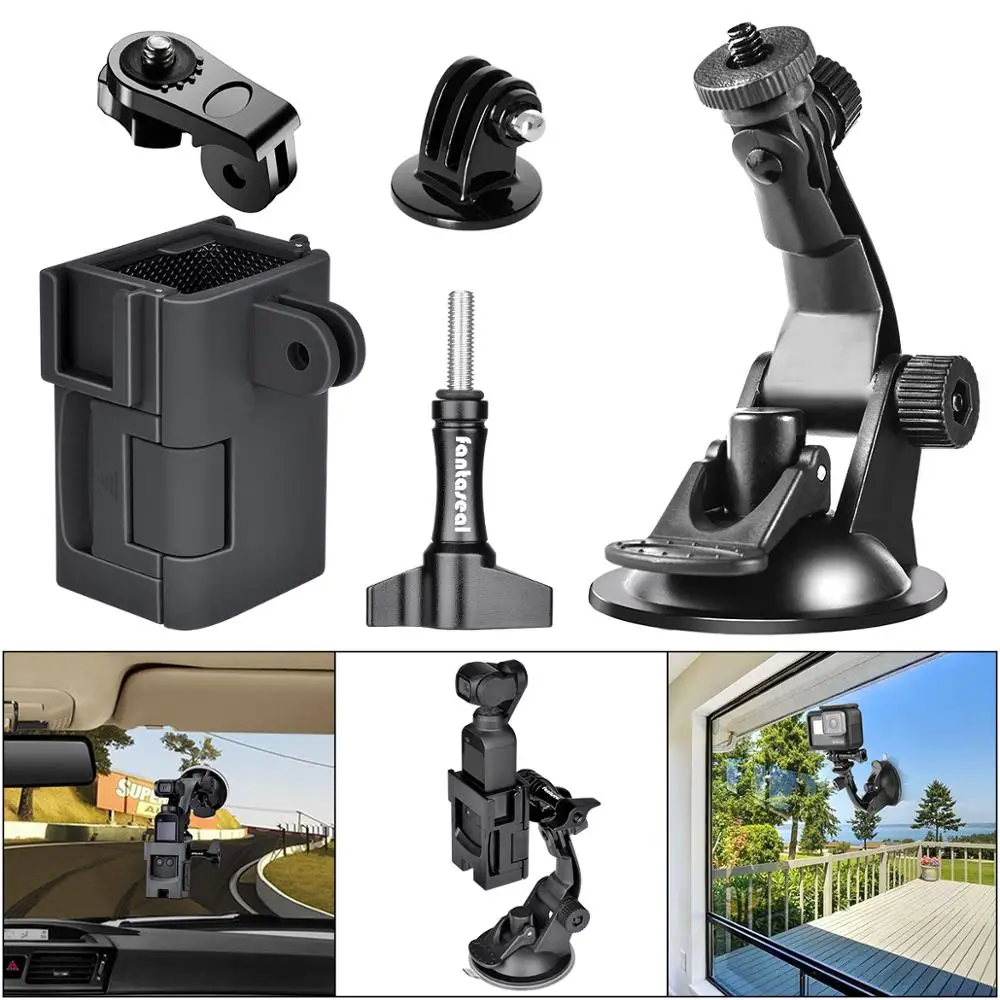 

5in1 Car Suction Cup Mount Vehicle WindScreen Windshield Holder Expansion Frame Mounts Kit for DJI OSMO Pocket Stabilizer Camera
