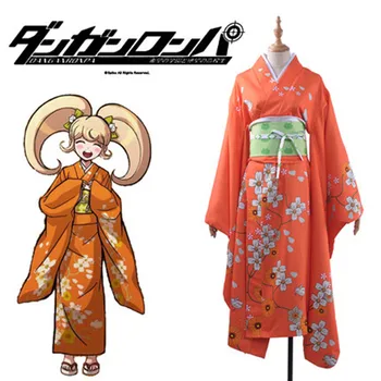 

Girl kimono Uniform Women Sailor Suit Danganronpa: Trigger Happy Havoc Saionji Hiyoko Cosplay Costume Halloween Danganronpa wig