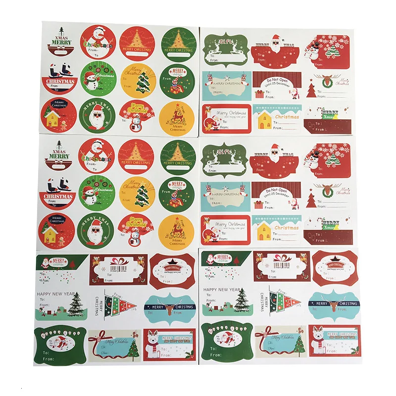 

NEW 120pcs/lot Christmas Stickers DIY Gift Packing Box Tag Claus Snowman For Baking Candy Cookies Package Party Decoration Label