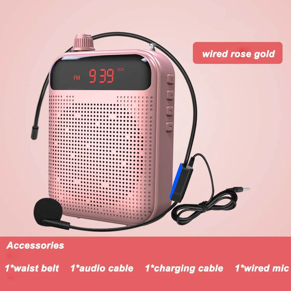 Rose-red-wired JINSERTA портативный усилитель звука мини аудио динамик музыкальный плеер с FM радио Funtion Поддержка U диск TF карта для гида - Цвет: Rose-red-wired