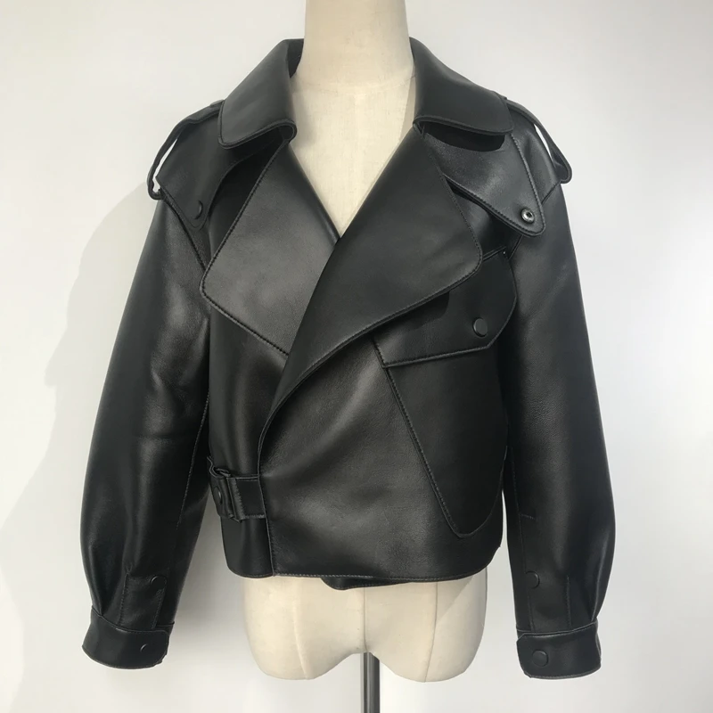 black QIUCHEN PJ19101 Новое поступление Женская куртка из натуральной овчины Высококачественная модная куртка дамское модельное пальто - Цвет: black