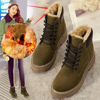 

Winter Boots Women Shoes Woman Boots Fashion Flat Cow Suede Short Fur Warm Ankle Boots Booties 2019 Winter New Warm Boots X457