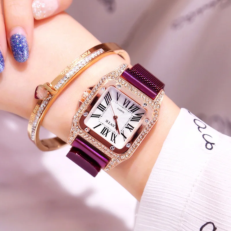 Reloj mujer женские часы из нержавеющей стали магнитные роскошные розовые