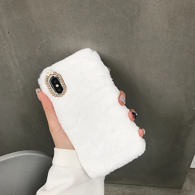 SJK07-white Для iPhone 11 чехол для телефона плюшевый чехол для телефона для 7 8 11Pro MAX простой однотонный грелка для рук iPhone MAX Все включено мягкий чехол - Цвет: SJK07-white