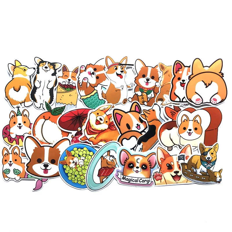 25 шт. Welsh Corgi Pembroke мультфильм стикер s милые животные собака для мото автомобиля и чемодана крутая, для ноутбука Наклейка s Наклейка на скейтборд