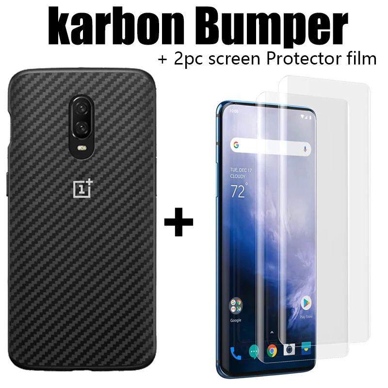 Karbon Bumper Чехол для OnePlus 7 Pro 7T 7T Pro 7 6T 6 5T 5 Официальный бампер материал арамидное волокно PC полукруглый песчаник Карбон - Цвет: Karbon Bumper