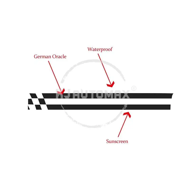 KJAUTOMAX для Mini Cooper R50 R52 R53 R55 R56 R60 R61 F54 F55 F56 черный, белый цвет проверки наклейка Стикеры 5 цветов сторона гонки в полоску