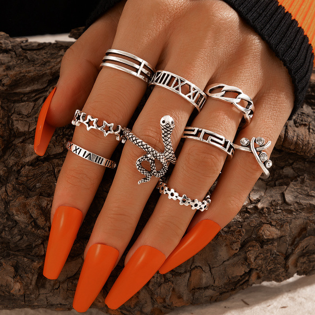 steel ring halloween Jewelry for women Snake ring jewelry slytherin Punk Ring on phalanx anel masculino rings set