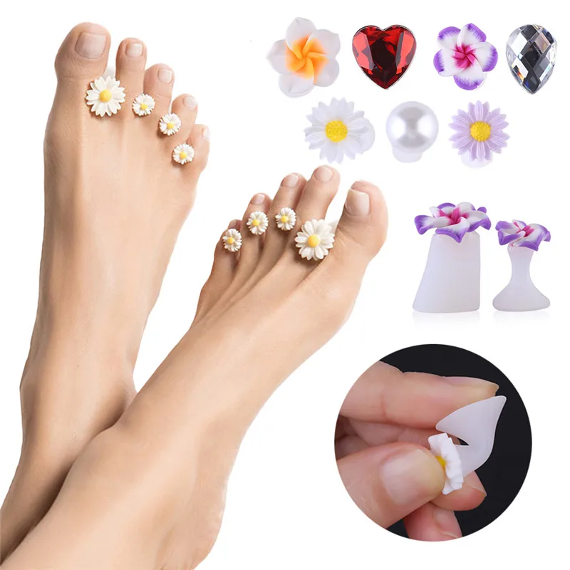 8pcs/Lot Soft Silicone Toe Separator Foot Finger Divider Form Manicure Pedicure Care Nail Art Tool Flower Holder Accessory