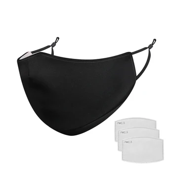 

1Set Solid Color Women Men Reusable Face Mask 3Pcs Activated Carbon Filter Mouth Mask Set Beauty worker Tools Makeup Tools