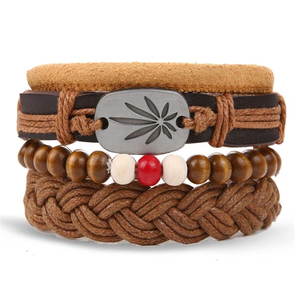 Vintage Flower Bracelets & Bangle Boho Multiple Layers Leather Bracelet 2019 For Women Man Wrap Female Punk Jewelry Gifts