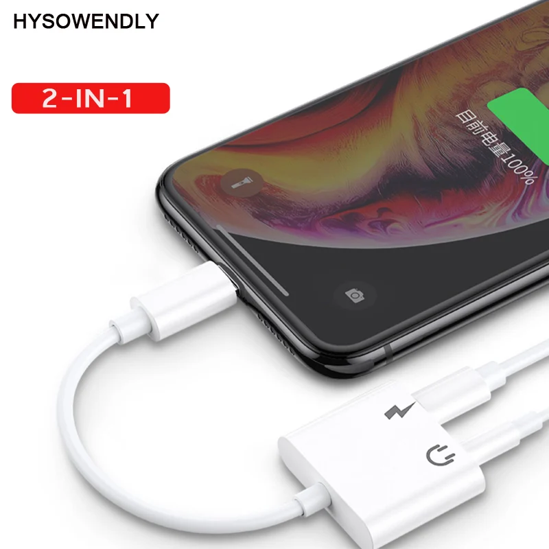 2 в 1 двойной порт адаптер сплиттер для iPhone 11 Pro 8 7 6 Plus 5 XS Max XR разъем наушников Aux
