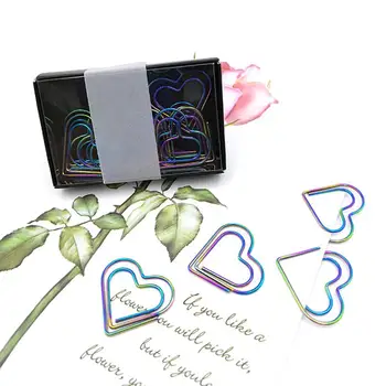 

12pcs Heart Shaped Paper Clip Colorful Creative File Clamps Adorable Paper Holder (Colorful Heart 12pcs Per Box)