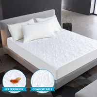 MECEROCK Solid Color Quilted Embossed Waterproof Mattress Protector Fitted Sheet Style Cover for Mattress Thick Soft Pad for Bed 2