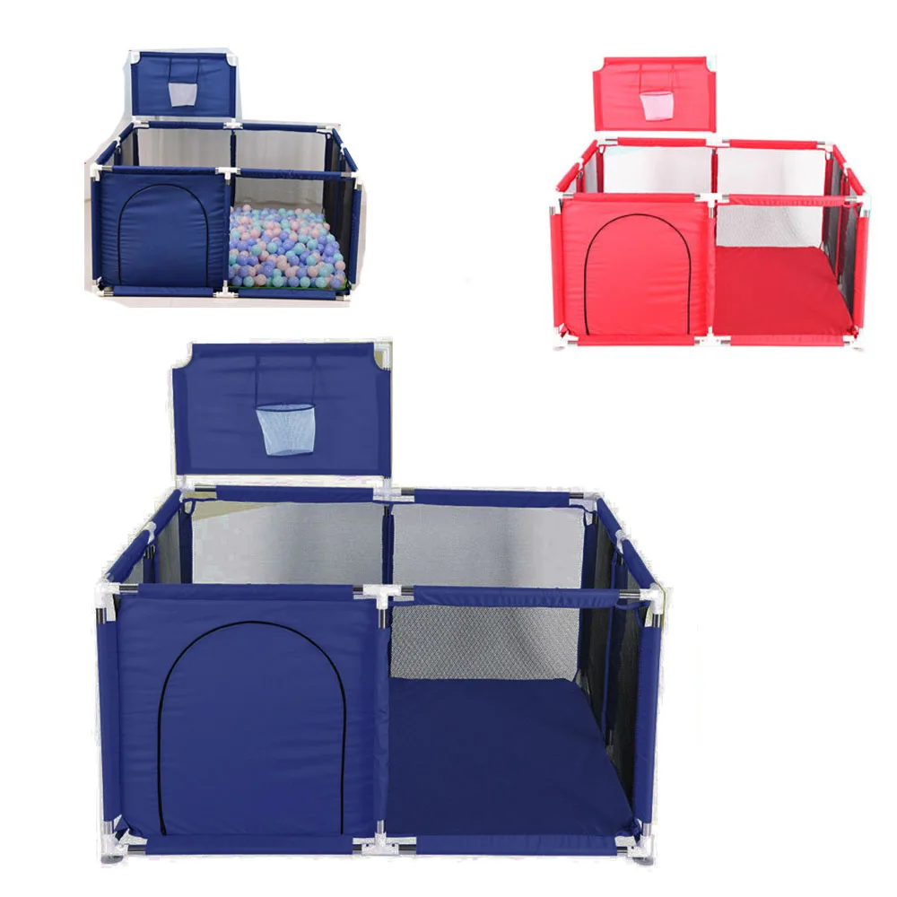  Portable Baby Ball Pit Tent Playpen Playard Fence With Basketball Hoop Breathable Mesh For Indoors 