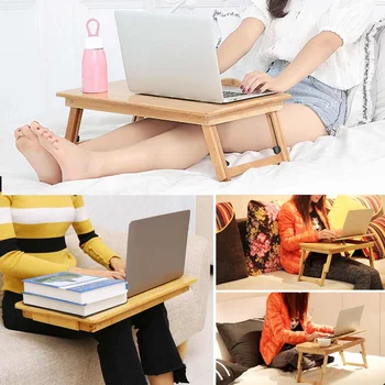 

Hot Portable Folding Laptop Desk Notebook Table Adjustable Breakfast Serving Tray Bed Table with Drawer Working in Bed Car Sofa