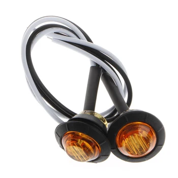 

10X 3/4 Amber Small Round Side Marker Lights LED Button Lamps Lorry 12V 1W 80LM
