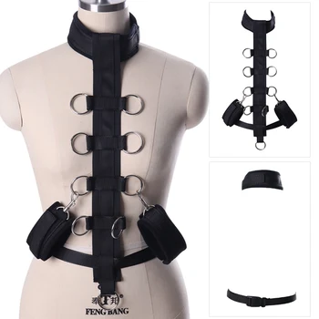 

Sexy Handcuffs Harness Hollow Out Straps Punk Goth Body Bondage Belt Cage Bra Erotic Waist Chest Wrap Stocking Belts Tops