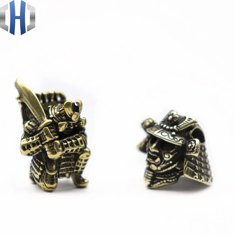 EDC Vintage Brass Old Pure Copper Japanese Samurai Style Umbrella Pendant Tool Knife Keychain Pendant Knife Beads