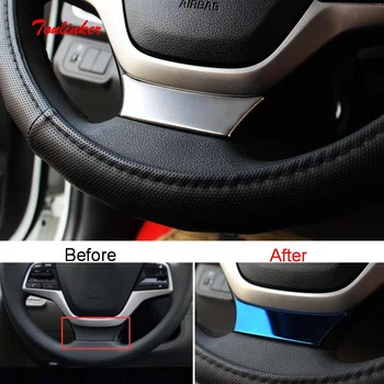 

Tonlinker Interior Steering Wheel Cover Stickers for Hyundai Solaris 2016-19 Car Styling 1 PCS Stainless steel Cover stickers