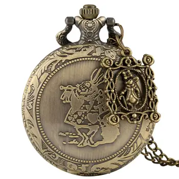 

Unique Bronze Quartz Pocket Watch for Women Exquisite Rabbit Pattern Pocket Watches for Men Practical Slim Chain Pendant Watch