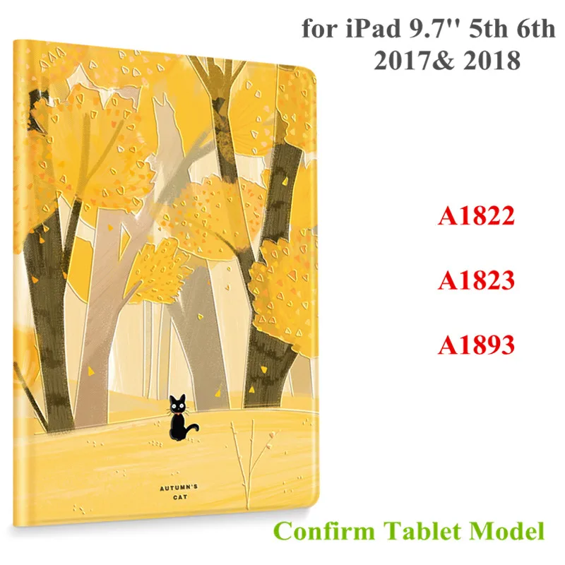 Для iPad цветной принт планшет кожаный чехол для iPad 3D рельефный защитный чехол умный чехол s - Цвет: iPad 9.7 2017 2018
