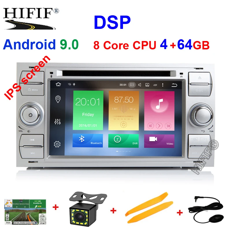 Ips автомобильный мультимедийный плеер gps Android 9 2 Din для Ford/Mondeo/Focus/Transit/C-MAX Авто Радио Bluetooth DVR Авторадио DSP DVD DVR