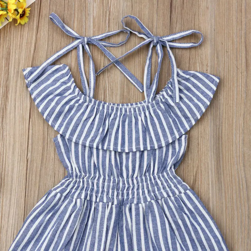 Новинка; летний наряд с комбинезоном в полоску для маленьких девочек; осенняя одежда