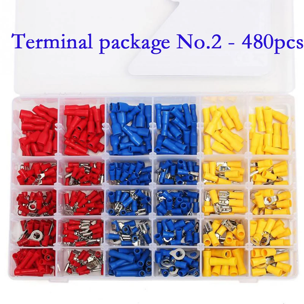 No.2-480pcs Провод соединитель изолированный терминал SST Тепловая клемма с термоусадочной изоляцией E0506 MDD FDD серии набор терминалов терминал посылка коннектор - Цвет: No.2-480pcs