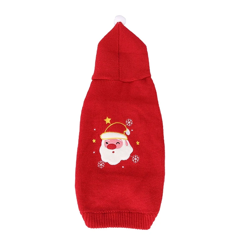 Красный свитер с капюшоном осенний и зимний Рождественский костюм для домашних животных для маленьких и средних собак Рождественский свитер Одежда товары для домашних животных