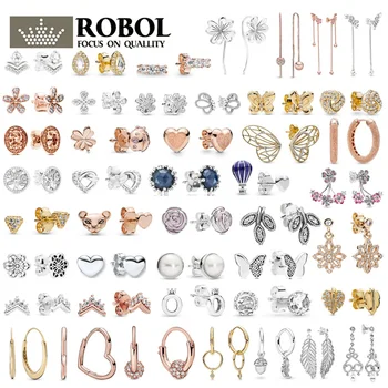 

Pdb ed 18 925 sterling silver fashion elegant earrings with original logo ladies and girls jewelry gift wedding ball jewelry